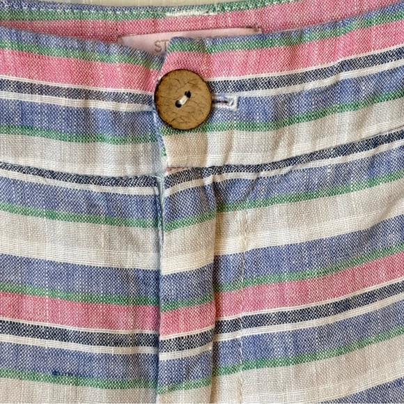 Saint Tropez West Shorts 100% Linen Pastel Stripes Size 6 Beachy Boho - Picture 3 of 12